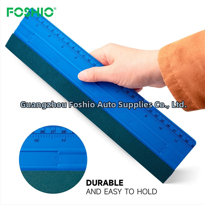 FOSHIO Škrabka na fóliu pre auto a tapety – TPEE materiál, dlhá rukoväť s meracou stupnicou