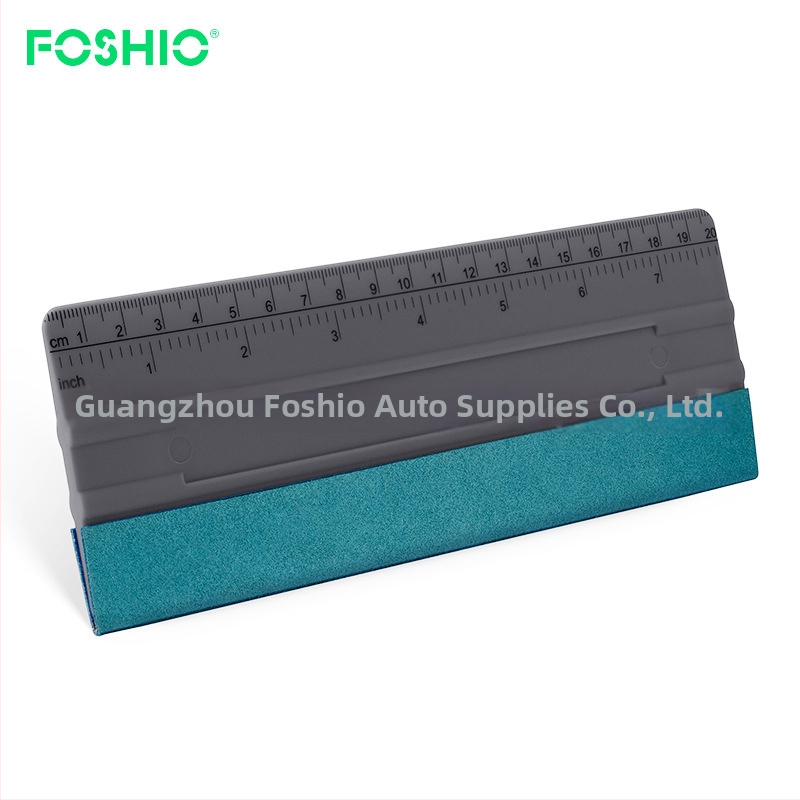 FOSHIO Škrabka na fóliu pre auto a tapety – TPEE materiál, dlhá rukoväť s meracou stupnicou