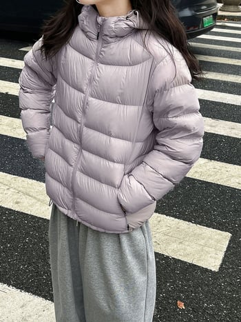 Γυναικείο μπουφάν με πούπουλο από λευκή πάπια – Slim fit, κουκούλα, φερμουάρ, περιεκτικότητα πούπουλου 86–90%