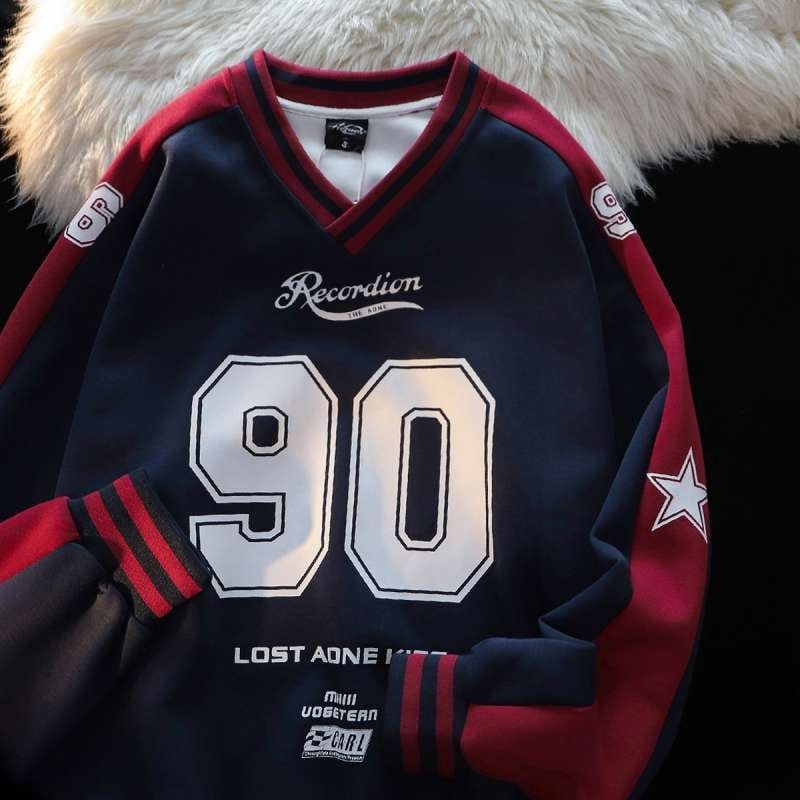 Tricou sport cu decolteu în V, mâneci lungi, model în dungi, material din mătase, antibacterian