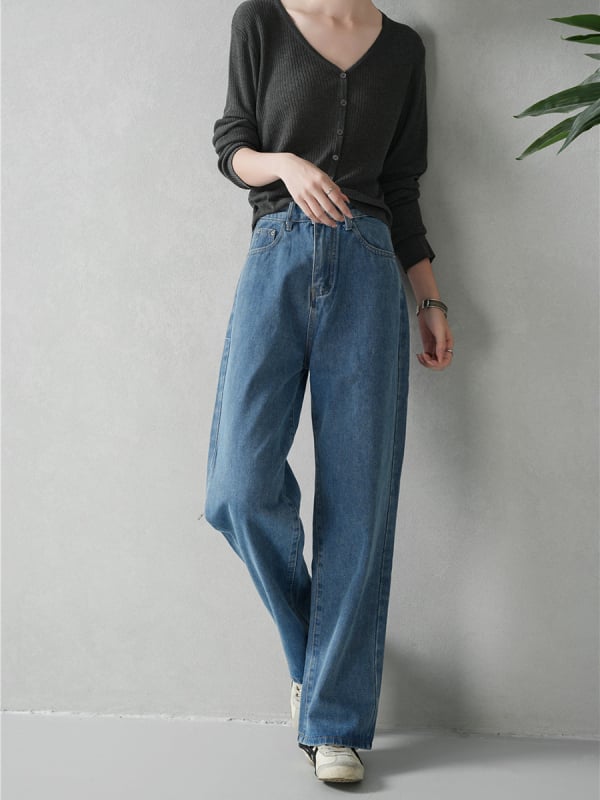 Ženske traperice ravnog kroja, Hongkong stil, denim s 70-80% pamuka