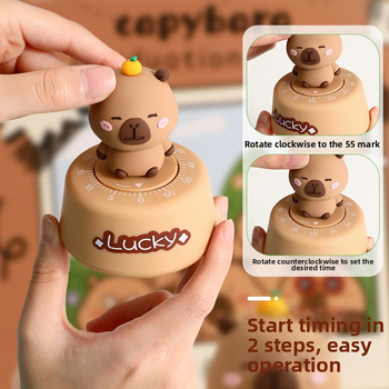 Διακοσμητικό χρονόμετρο γραφείου με καπιμπάρα — Rainbow Class, ABS εξάρτημα, ημι-χειροκίνητος σχεδιασμός, γλυκό κατοικίδιο για τη διαχείριση του χρόνου