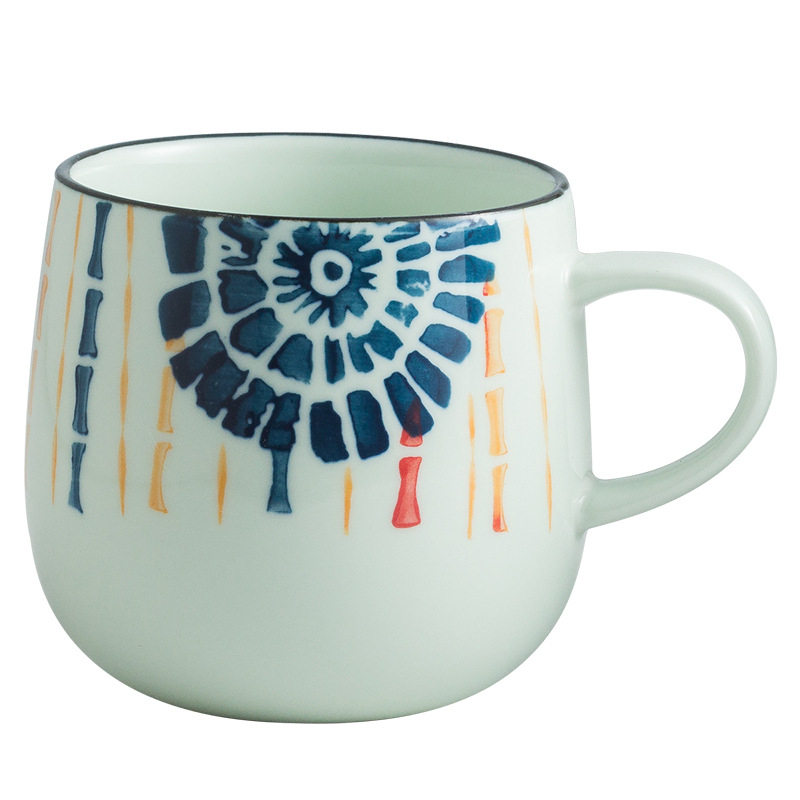 Κούπα πρωινού ιαπωνικού στυλ, χειροποίητα ζωγραφισμένη, κεραμική κούπα, στρογγυλή, ασφαλής για φούρνο μικροκυμάτων, με εκτυπωμένο λογότυπο