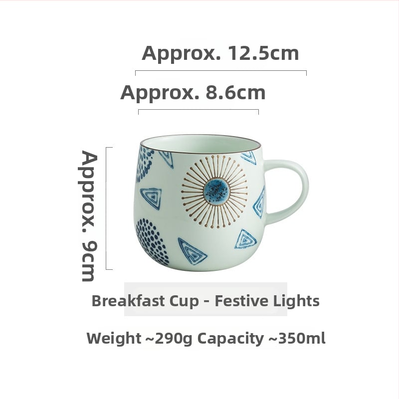 Κούπα πρωινού ιαπωνικού στυλ, χειροποίητα ζωγραφισμένη, κεραμική κούπα, στρογγυλή, ασφαλής για φούρνο μικροκυμάτων, με εκτυπωμένο λογότυπο