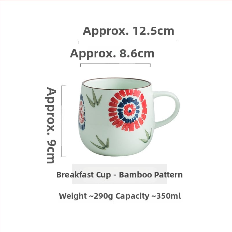 Κούπα πρωινού ιαπωνικού στυλ, χειροποίητα ζωγραφισμένη, κεραμική κούπα, στρογγυλή, ασφαλής για φούρνο μικροκυμάτων, με εκτυπωμένο λογότυπο