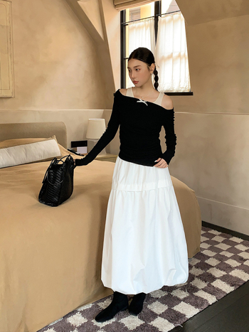 Bud suknja, Korejski stil, Jednobojna, Srednje duljine (pamuk materijal; 30-50% sadržaj glavnog vlakna; Bud suknja)