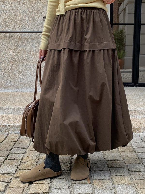 Bud suknja, Korejski stil, Jednobojna, Srednje duljine (pamuk materijal; 30-50% sadržaj glavnog vlakna; Bud suknja)