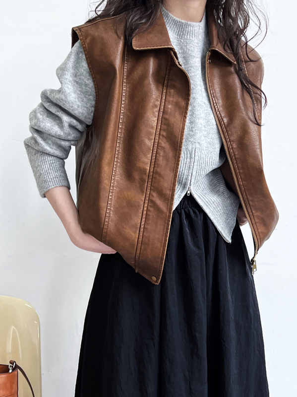 Πλεκτό πουλόβερ με στρογγυλή λαιμόκοψη, φαρδιά μανίκια, χαλαρή γραμμή, συνθετικό ύφασμα νάιλον-πολυεστέρα