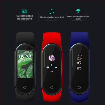M4 inteligentný náramok s upozornením na počasie, budík, krokomer, Bluetooth, Android kompatibilný, výdrž batérie 7–14 dní