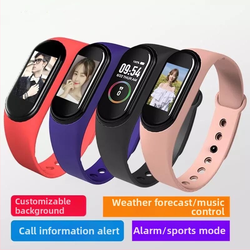 M4 inteligentný náramok s upozornením na počasie, budík, krokomer, Bluetooth, Android kompatibilný, výdrž batérie 7–14 dní