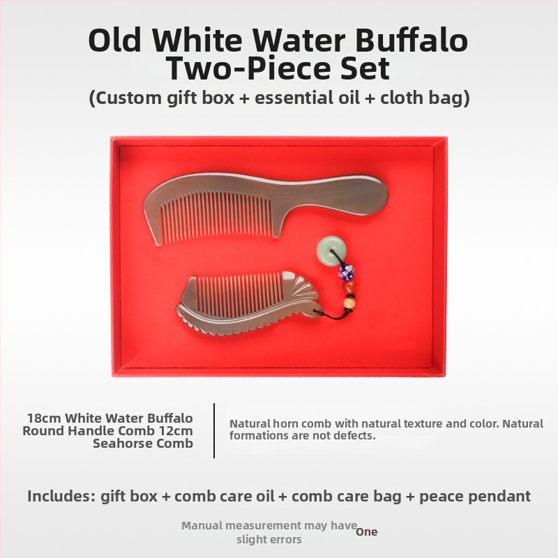 Mu Yi Ke bivaly szarv fésű férfiaknak és nőknek - antistatikus, meridián fejmasszázs, hossz 15–20 cm