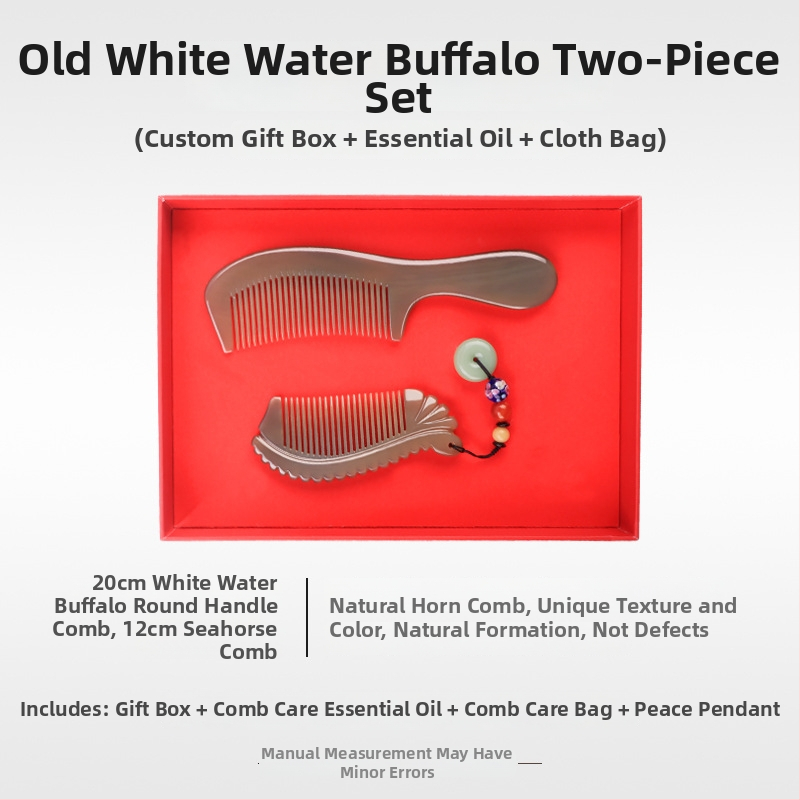 Mu Yi Ke bivaly szarv fésű férfiaknak és nőknek - antistatikus, meridián fejmasszázs, hossz 15–20 cm