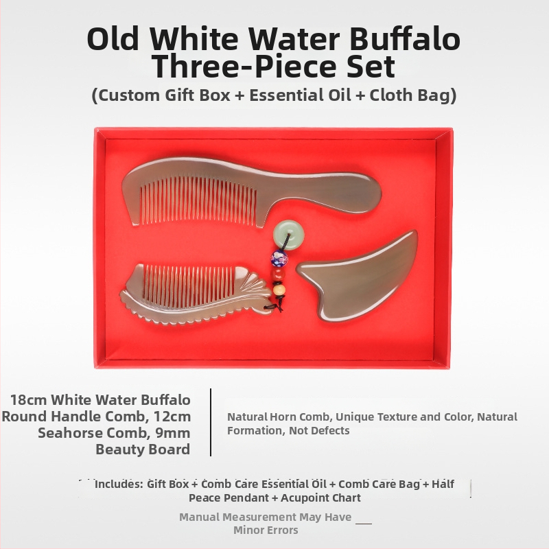 Mu Yi Ke bivaly szarv fésű férfiaknak és nőknek - antistatikus, meridián fejmasszázs, hossz 15–20 cm