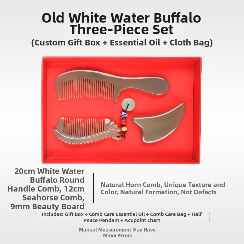 Mu Yi Ke bivaly szarv fésű férfiaknak és nőknek - antistatikus, meridián fejmasszázs, hossz 15–20 cm