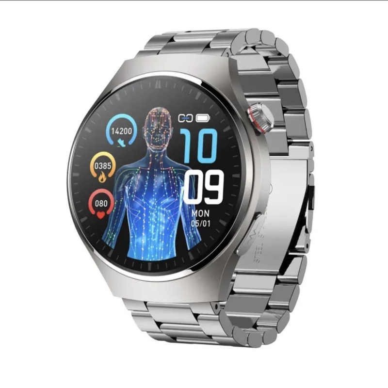 Brățară inteligentă cu monitorizare neinvazivă în timp real a glicemiei, tensiunii arteriale și lipidelor; rezistență la apă 50 m; carcasă din aliaj de aluminiu; curea din silicon; afișaj TFT