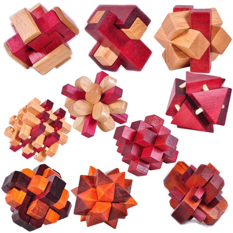 Drveni puzzle-ključ za odrasle: Kongming/Luban Lock, vježbanje uma, prilagodljive uzorke