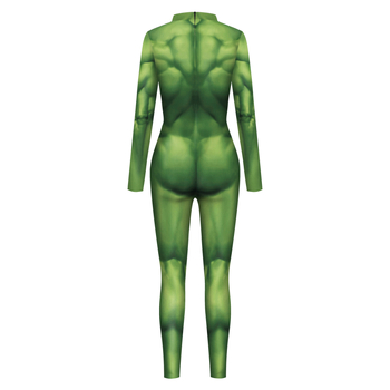Mišićni bodysuit za cosplay, unisex, zelena, 88% poliester / 12% spandeks, digitalni tisak