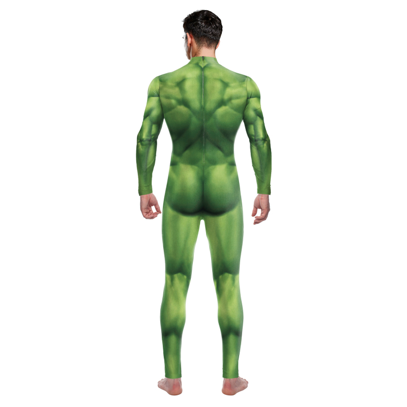 Mišićni bodysuit za cosplay, unisex, zelena, 88% poliester / 12% spandeks, digitalni tisak
