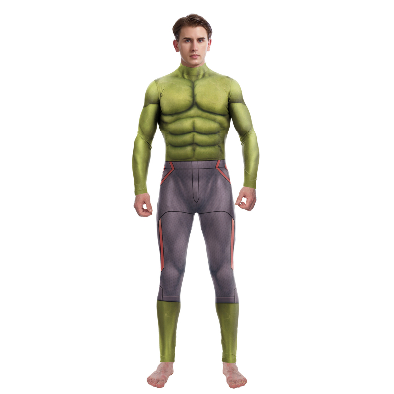 Mišićni bodysuit za cosplay, unisex, zelena, 88% poliester / 12% spandeks, digitalni tisak