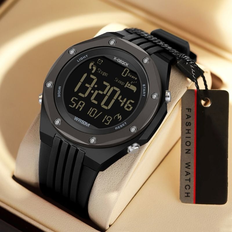 X-Geqck elektronički sat s praćenjem sna, brojanje koraka, štoperica, alarm, vodootporan do 50 m