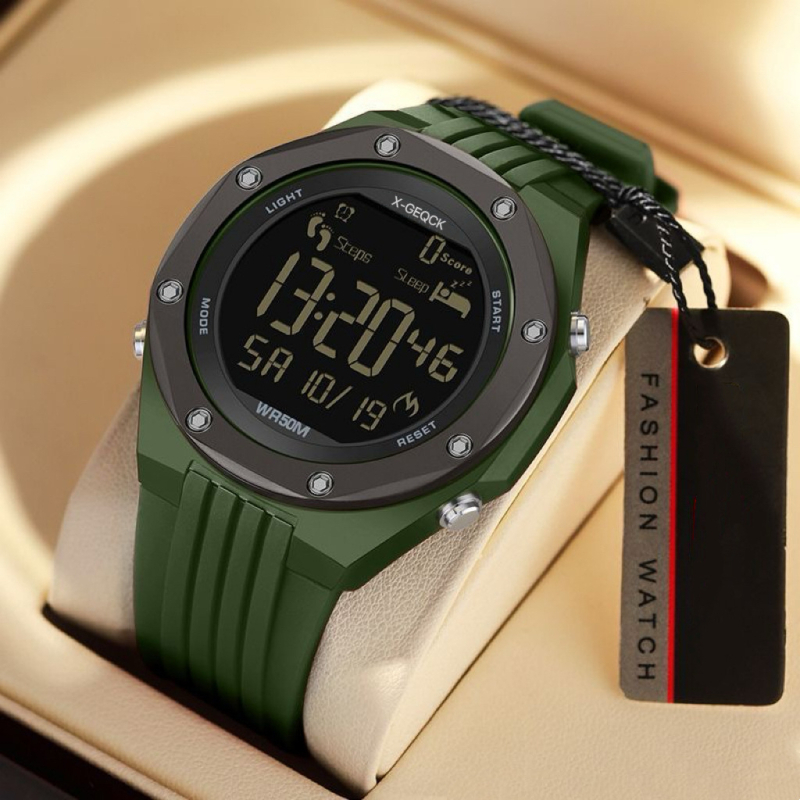 X-Geqck elektronički sat s praćenjem sna, brojanje koraka, štoperica, alarm, vodootporan do 50 m