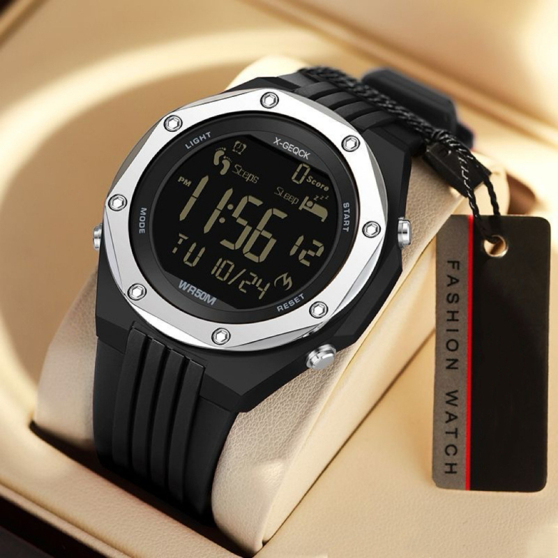 X-Geqck elektronički sat s praćenjem sna, brojanje koraka, štoperica, alarm, vodootporan do 50 m