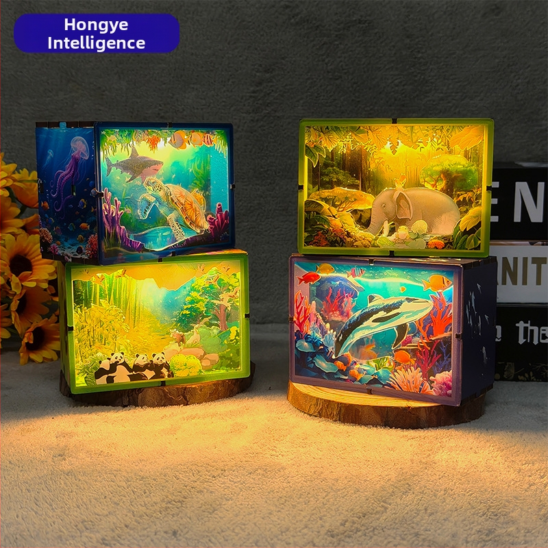 Fa panda témájú zenei doboz éjjeli lámpa – Gravírozás; Lézeres UV nyomtatás; Logó nyomtatás elérhető; Ajándék