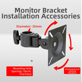 Držiak monitora s jednou hlavou pre obrazovky 12–27 palcov; konštrukcia z ocelového plechu + hliníková zliatina + plast; skrutky v balení