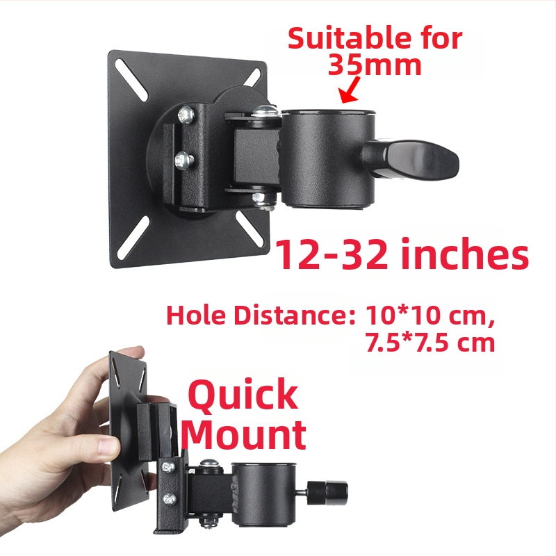 Držiak monitora s jednou hlavou pre obrazovky 12–27 palcov; konštrukcia z ocelového plechu + hliníková zliatina + plast; skrutky v balení