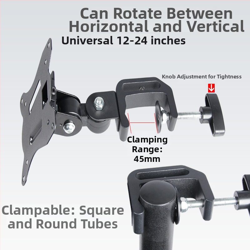Držiak monitora s jednou hlavou pre obrazovky 12–27 palcov; konštrukcia z ocelového plechu + hliníková zliatina + plast; skrutky v balení