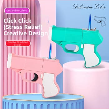 Metalni upaljač u obliku pištolje i kutija za cigarete, butan, otporan na vjetar, mogućnost ispisa logotipa, pakiranje 100 komada