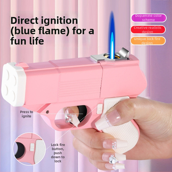 Metalni upaljač u obliku pištolje i kutija za cigarete, butan, otporan na vjetar, mogućnost ispisa logotipa, pakiranje 100 komada