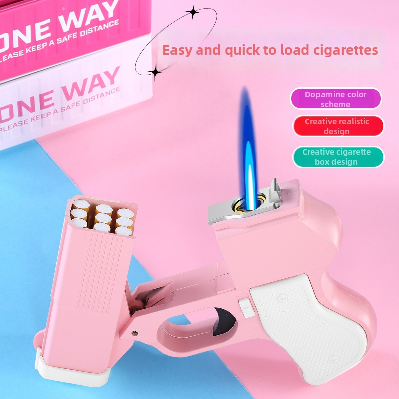 Metalni upaljač u obliku pištolje i kutija za cigarete, butan, otporan na vjetar, mogućnost ispisa logotipa, pakiranje 100 komada