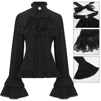 Srednjovjekovna retro cosplay košulja sa stojećim ovratnikom, Jacquard poliester tkanina, unisex za dramu, poliester 80-90% (glavni) i <30% sekundarni poliester, proljeće 2025