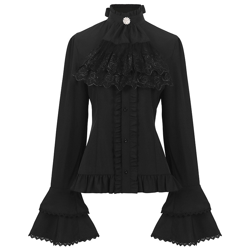 Srednjovjekovna retro cosplay košulja sa stojećim ovratnikom, Jacquard poliester tkanina, unisex za dramu, poliester 80-90% (glavni) i <30% sekundarni poliester, proljeće 2025
