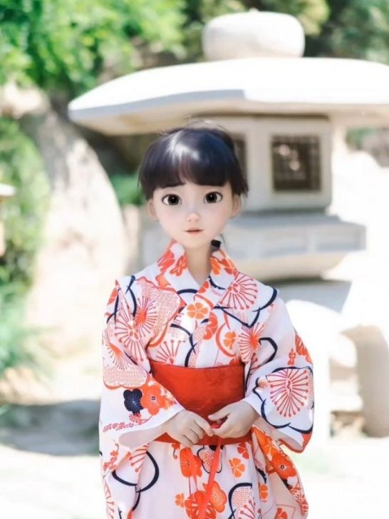 Dječji kimono-stil haljina set za djevojčice, poliester, bez ovratnika, s oznakom, za predstave, ispod 17 godina, ljeto 2023