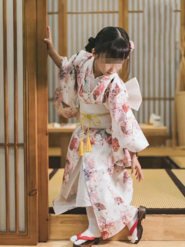 Dječji kimono-stil haljina set za djevojčice, poliester, bez ovratnika, s oznakom, za predstave, ispod 17 godina, ljeto 2023