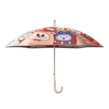 Mu Meng Παιδική ομπρέλα για σχολείο – διπλού στρώματος, για ήλιο και βροχή, 6 ακτίνες αλουμινίου με λαβή, EVA σωλήνας, καρτούν στυλ, μακριά λαβή