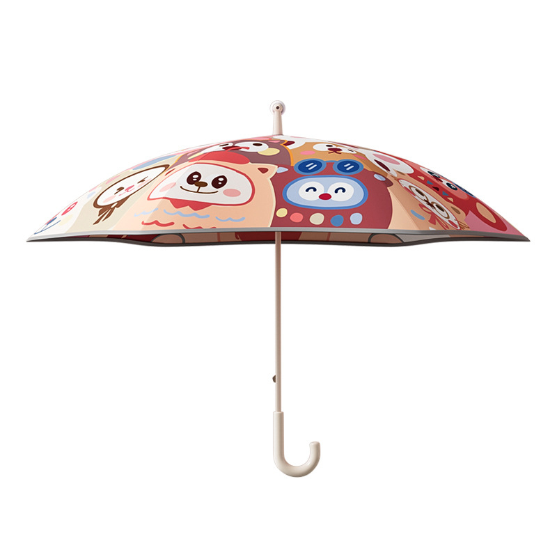 Mu Meng Παιδική ομπρέλα για σχολείο – διπλού στρώματος, για ήλιο και βροχή, 6 ακτίνες αλουμινίου με λαβή, EVA σωλήνας, καρτούν στυλ, μακριά λαβή