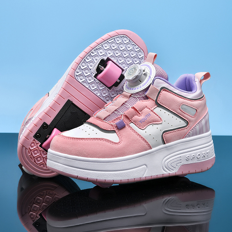 Heelys gyerekeknek – uniszex, kettős kerékkel, PU kerékkel, rejtett sarok, forgó csat, modell 866