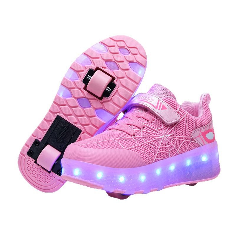 LED svijetleće tenisice Heelys s dizajnom Spider Web – Marka Simple, PU kotači, punjive