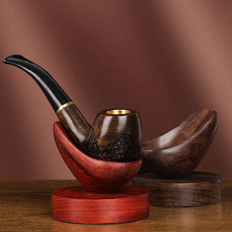 Ebony pipe holder s Rosewood bazom — Drveni stalak za izlaganje lula