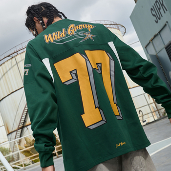 Дълъг ръкав суитшърт — WILDX 77 Pulse 1.0, Есен, мъже, възрастни, памучно-смесена материя, 100% полиестер, напълно подплатено