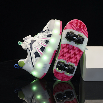 Pantofi sport pentru copii, lumini LED, din plasă, închidere cu cataramă rotativă, pentru 4-12 ani, toamnă 2024