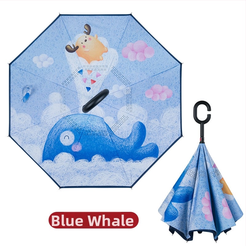 Bear Brother Παιδική ομπρέλα ασφάλειας με ανάποδη διπλή στρώση, 8 ραβδιά ινών, ύφασμα 190T PG με εφέ λωτού, χειροκίνητο άνοιγμα/κλείσιμο, λογότυπο με δυνατότητα προσαρμογής