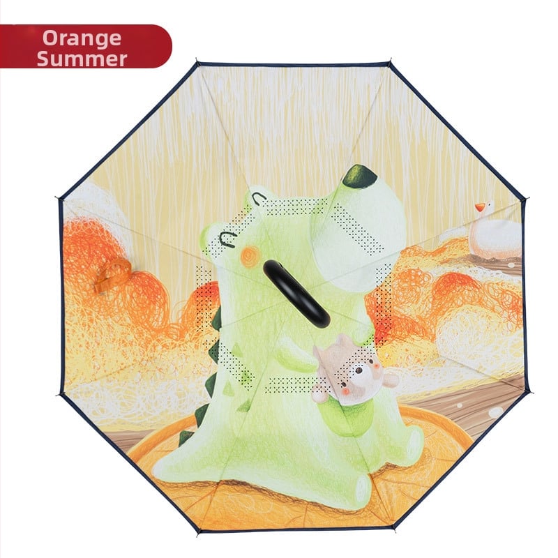 Bear Brother Παιδική ομπρέλα ασφάλειας με ανάποδη διπλή στρώση, 8 ραβδιά ινών, ύφασμα 190T PG με εφέ λωτού, χειροκίνητο άνοιγμα/κλείσιμο, λογότυπο με δυνατότητα προσαρμογής