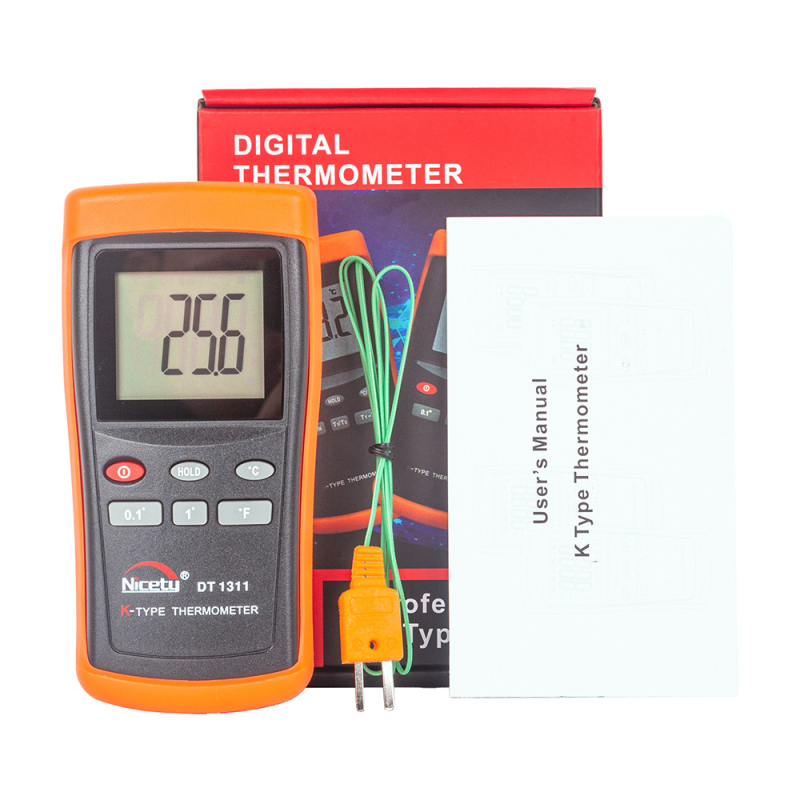 Nicatymeter DT1311 Digitálny teplomer s kontaktným senzorom, K-type termočlánková sonda, priemyselnej triedy