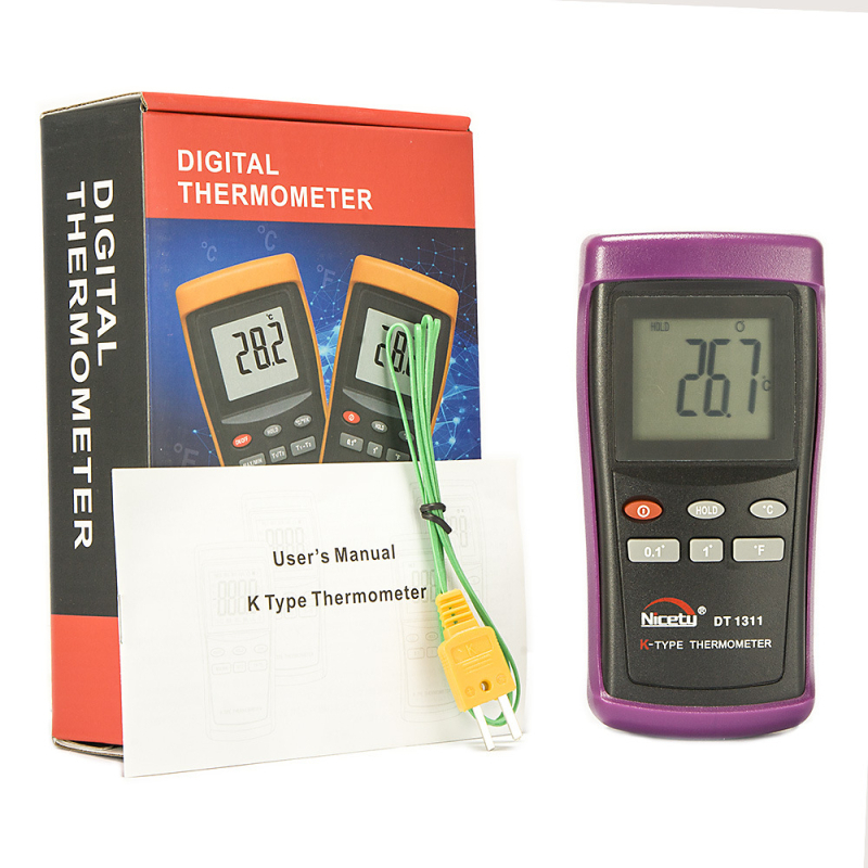Nicatymeter DT1311 Digitálny teplomer s kontaktným senzorom, K-type termočlánková sonda, priemyselnej triedy