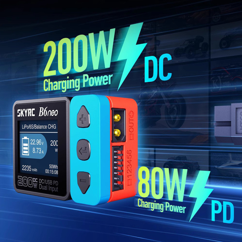 SKYRC B6neo pametni punjač (200W izlaz, PD80W, detekcija energije za bateriju)