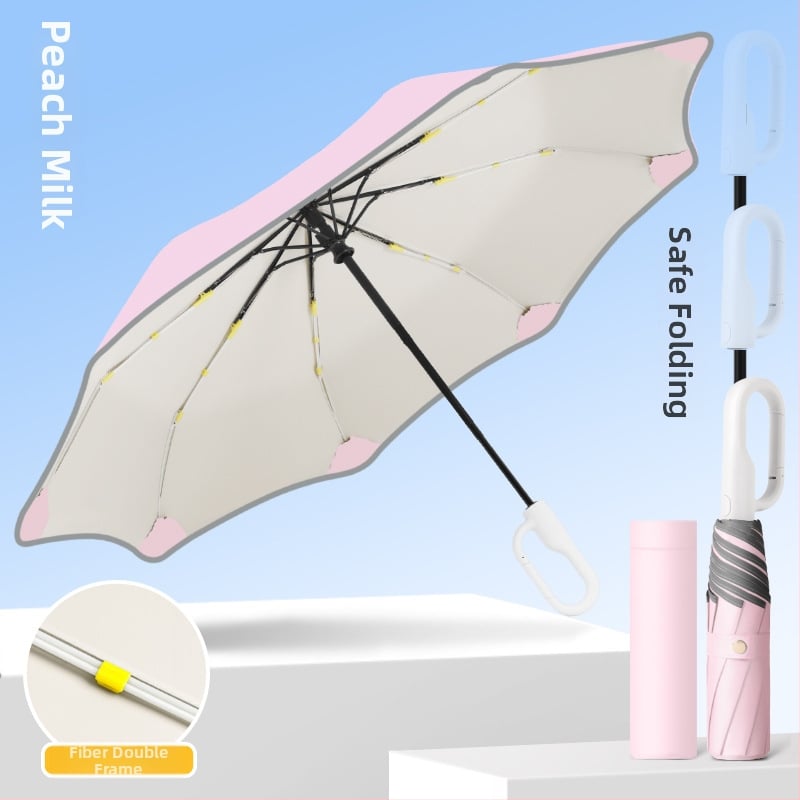 Παιδική αυτόματη αναδιπλούμενη ομπρέλα με 8 βέργες, σκελετός και λαβή από ίνες, πολυεστερικό ύφασμα, κατάλληλη για μαθητές